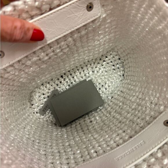 Balenciaga Small Le Cagole Panier Tote Bag Optic White - Picture 7 of 11